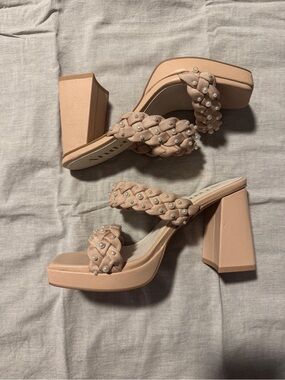 ARULA Blush Braided Pearl Platform Sandal